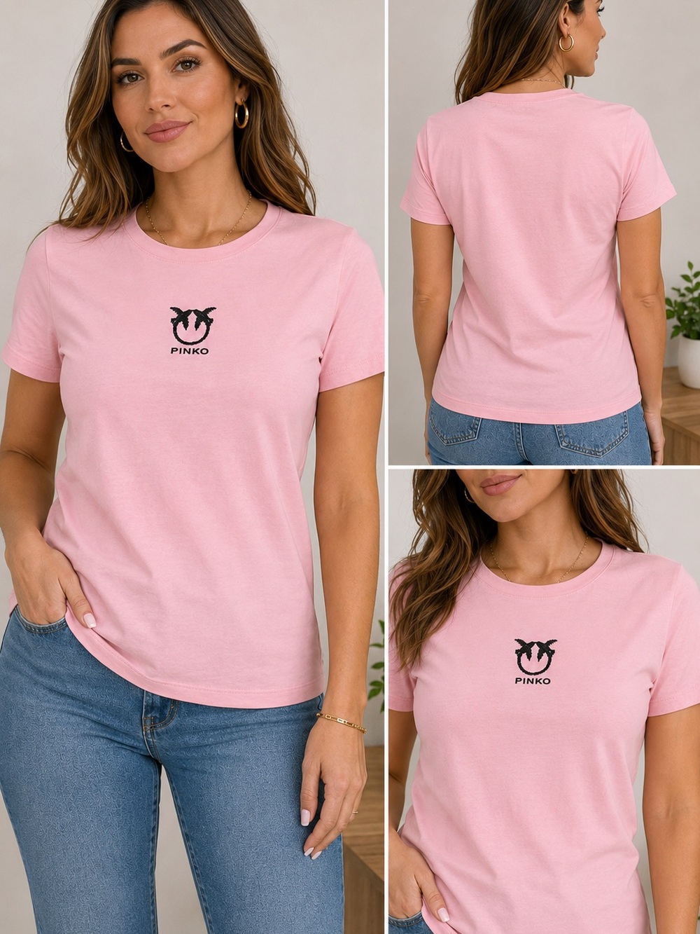 Pinko Pink Short-Sleeve Logo Crewneck Tee